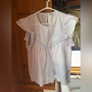 Sunday Best White Embroidered Flutter Sleeve Blouse